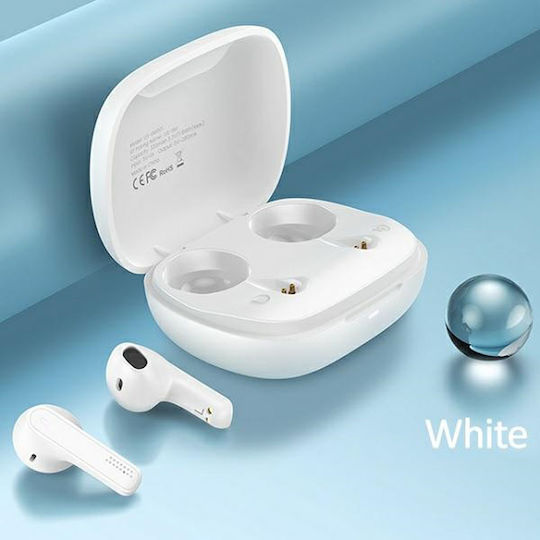 Usams BHUSM01 Earbud Bluetooth Handsfree Ακουστικά με Θήκη Φόρτισης White