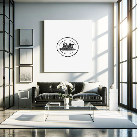 Steam Engine Train Stamp Design From Gemälde auf Leinwand 110x110cm