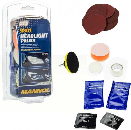 Mannol Headlight Polish Restoration System Set Restoration of Car Headlights