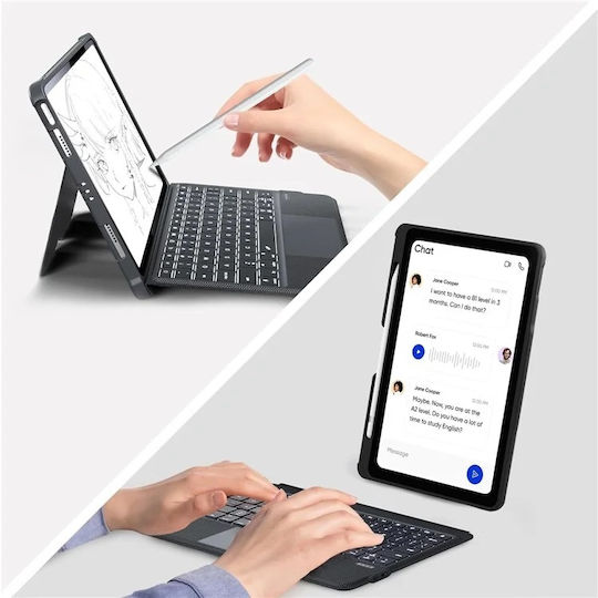 Drehbare Tastaturhülle T-5509d iPad 2022 12.9'' Schwarz Schwarzes Kunstleder Silikon
