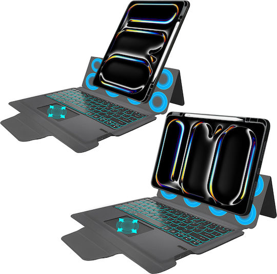 Techsuit Flip Cover mit Tastatur Schwarz für iPad Pro 2024 13"