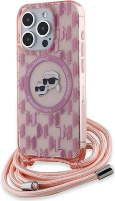 Karl Lagerfeld Back Cover Plastic / Silicone with Strap Pink (iPhone 15 Pro Max)