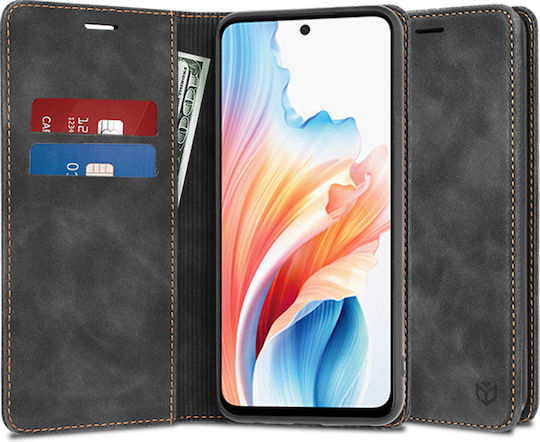 Techsuit Задна корица Изкуствена кожа Черен (OnePlus Nord N30 SE - OnePlus Nord N30 SE)