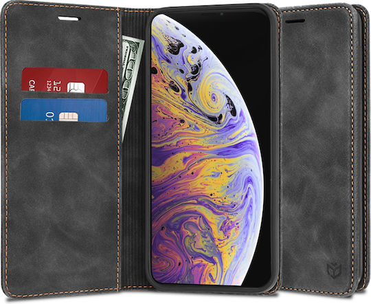 Techsuit Back Cover Silicone / Synthetic Leather Black (iPhone XS Max)