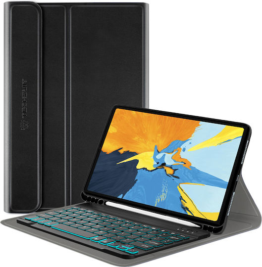 Techsuit Флип Капак с Клавиатура на Английски Език САЩ Черен iPad Pro 11 (2018/2020/2021/2022)