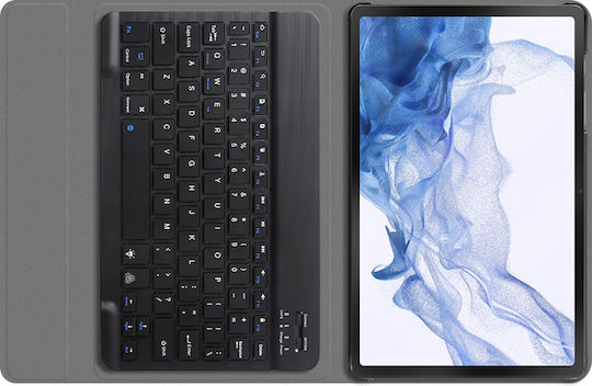 Techsuit Flip Cover με Πληκτρολόγιο στα Αγγλικά US Μαύρη (Samsung Galaxy TAB S8)