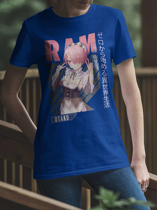 Ram From Re:zero T-shirt Blue Cotton