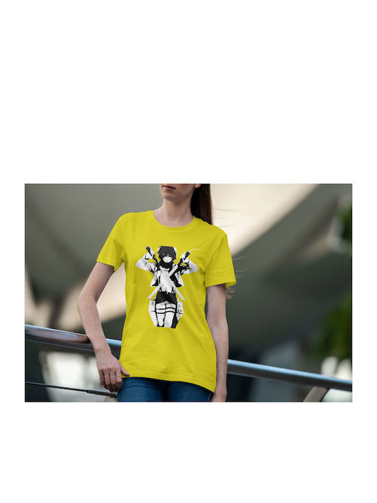 Mysterious Warrior T-shirt Yellow Cotton