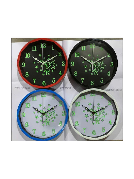 Wall Clock Plastic Red Ø26cm