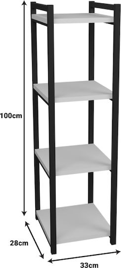 Βιβλιοθήκη Harvey Μαύρο-λευκή 33x28x100εκ.