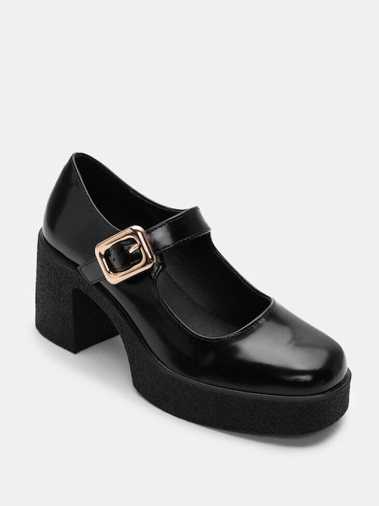 Luigi Pointed Toe Black High Heels with Strap