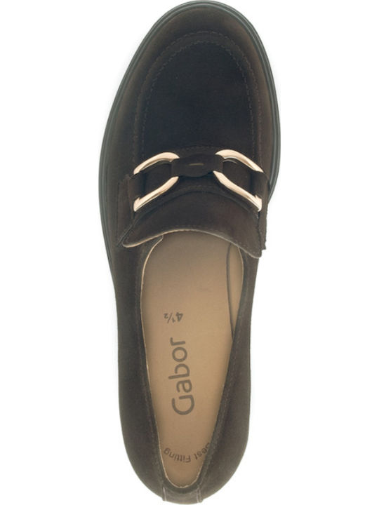 Leder Pumps mit mittelhohem Absatz Braun