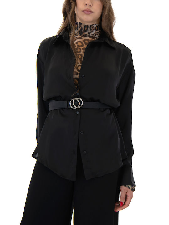 Only Women's Satin Long Sleeve Shirt Black