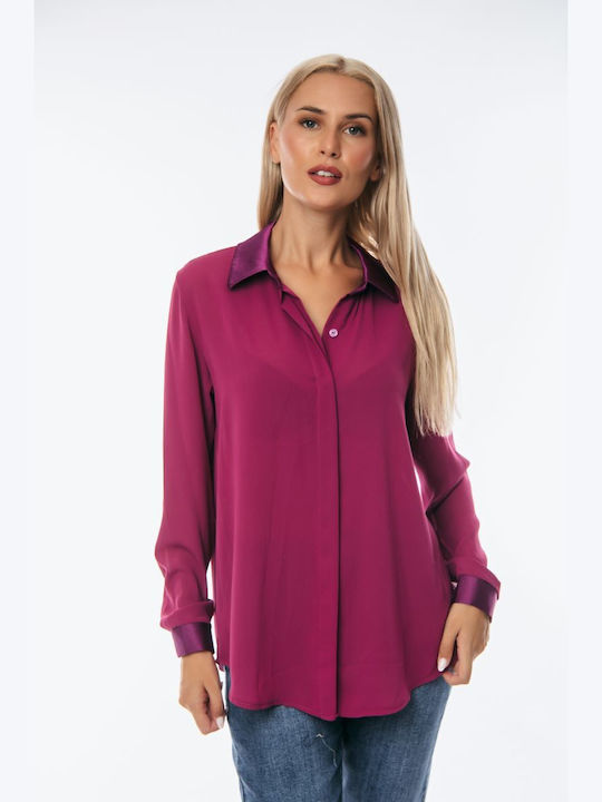 Dress Up Langärmelig Damen Hemd Fuchsia