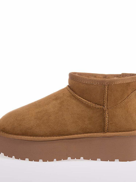 Women's Ankle Boots with Fur Tabac Brown