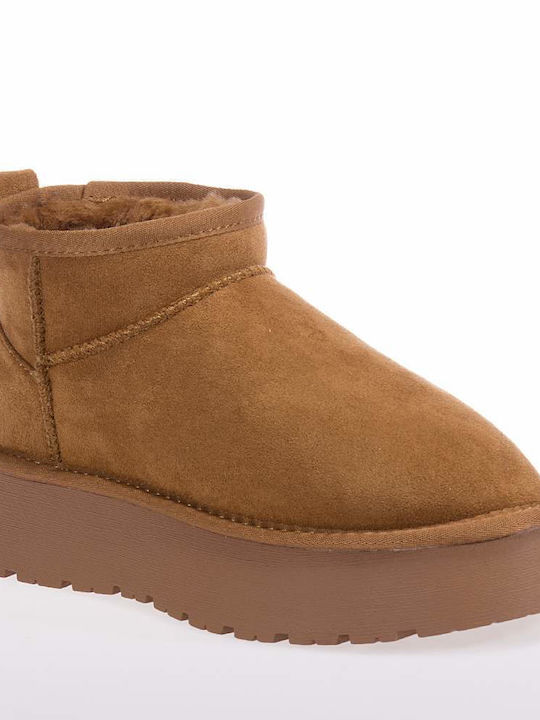 Women's Ankle Boots with Fur Tabac Brown