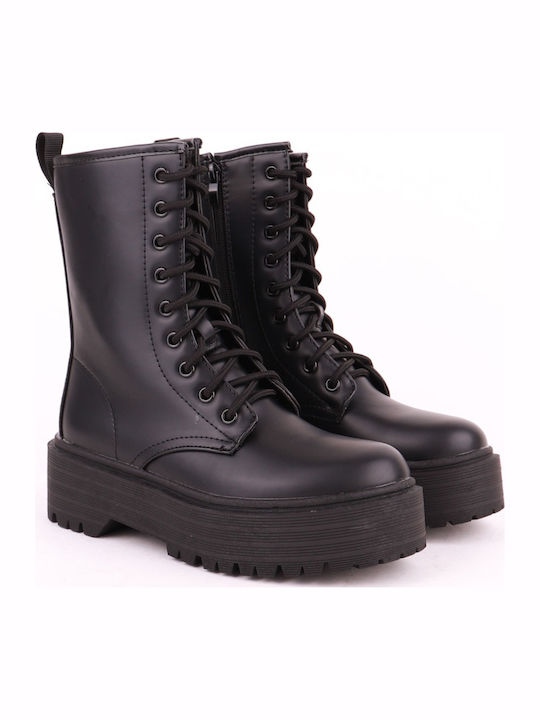 Leder Stiefeletten Damen Schwarz