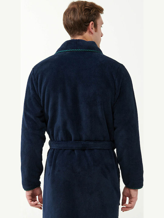 Vamp Χειμερινή Ανδρική Ρόμπα Fleece Blue