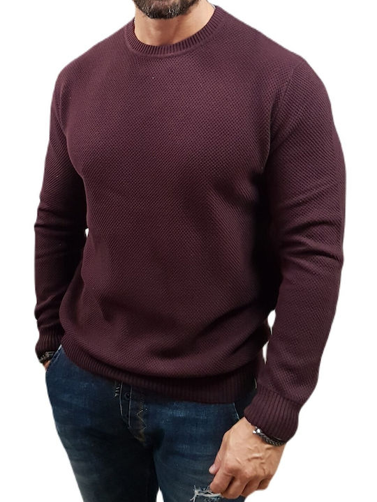 Rebase Herren Langarm-Pullover Aubergine, Bordeaux