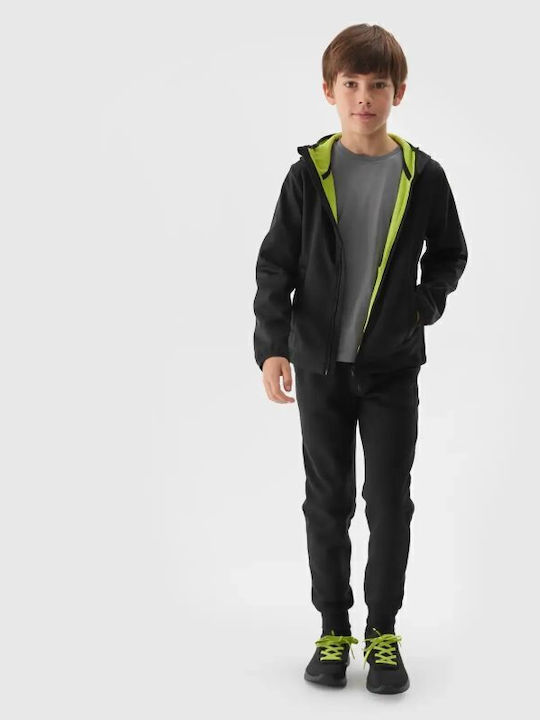 Waterproof Kids' Sports Jacket with Lining & Hood Green
