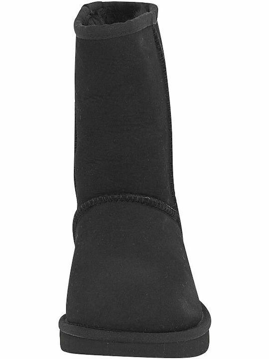 Ugg Australia W Classic Short Ii 1016223 Leder Damenstiefel mit Pelz Schwarz