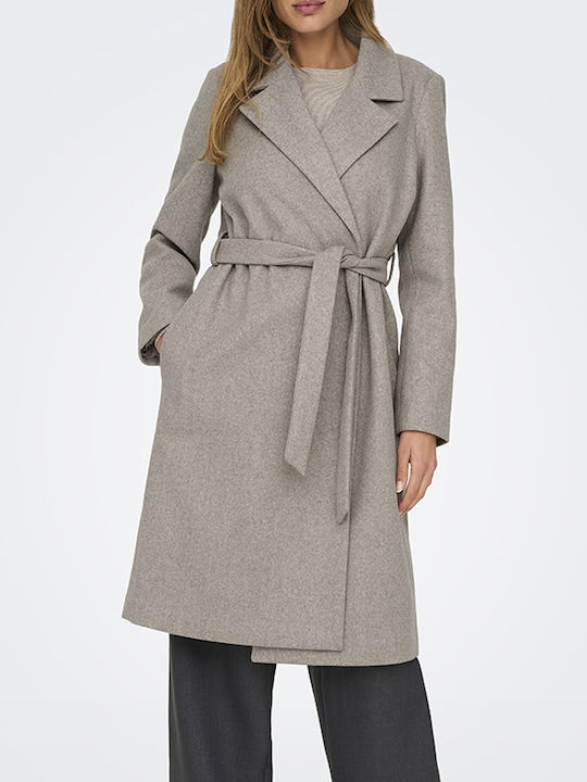 Only Women's Coat with Belt Simply Taupe Gray