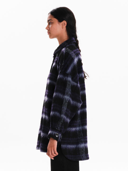 Γυναικείο Μαύρο Παλτό Oversized με Κουμπιά