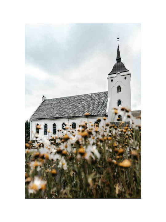 Πίνακας Church Field Flowers Εκκλησία Λουλούδι 50x80