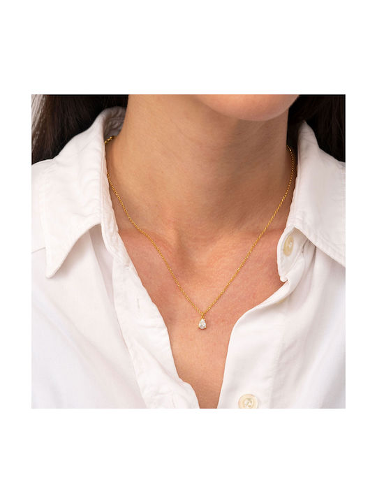 Excite-Fashion Necklace with design Tear from Gold Plated Silver with Zircon