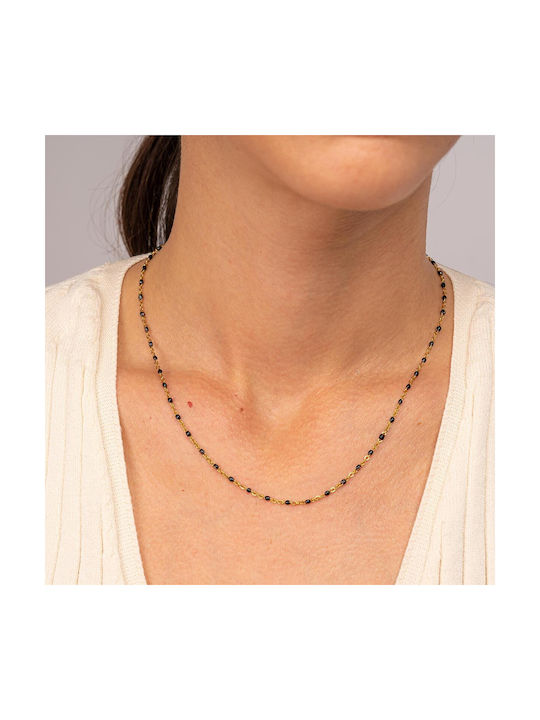 Excite-Fashion Necklace Rosary from Gold Plated Steel