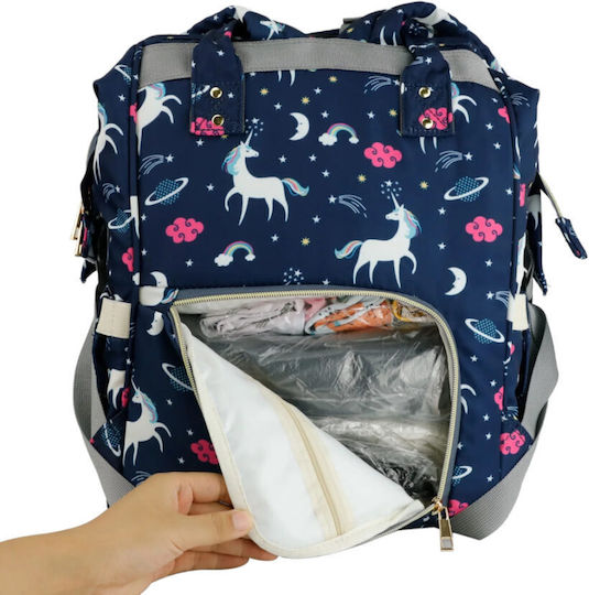 Queen Mother Backpack Diaper Bag Lequeen Blue 40x28x17cm