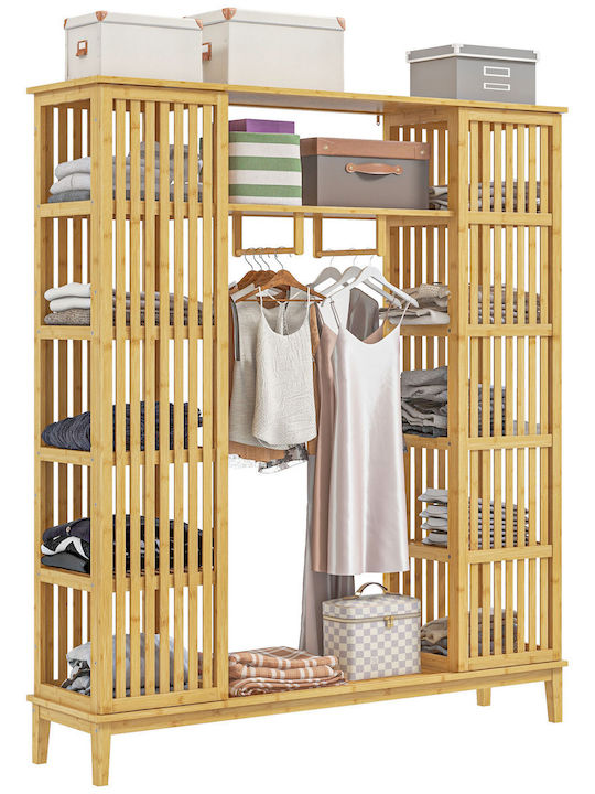 HomCom Floor Garment Rack made of Bamboo Brown 145x35x165cm