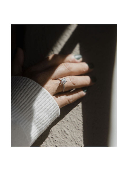 Themelidis Jewels Μονόπετρο από Λευκόχρυσο 18Κ με Διαμάντι