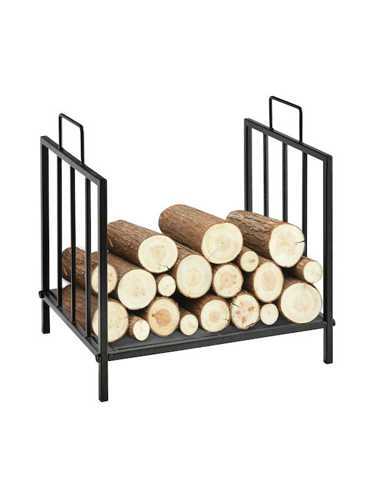 Outsunny Metalic Raft Depozitare lemne 44.5x33x46.5cm Negru
