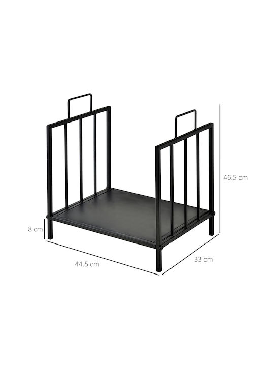Outsunny Metalic Raft Depozitare lemne 44.5x33x46.5cm Negru