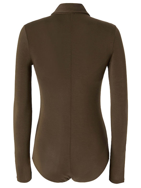 Long Sleeve Bodysuit Polo Hardy Slim Fit Coffee