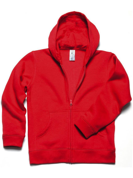 B&C Kids Sweatshirt Cardigan with Hood Red