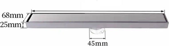 Naron Floordrain Rostfreier Stahl Kanal Boden mit Größe 60x8cm Silber