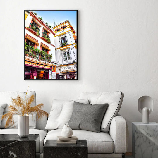 Πίνακας Colorful Building Facades Iron Balconies Πολύχρωμες Προσόψεις Κτιρίων Σιδερένια Μπαλκόνια 80x120