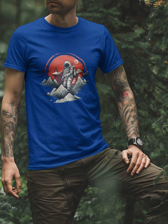 Astronaut On A Red Planet T-shirt Blue Cotton