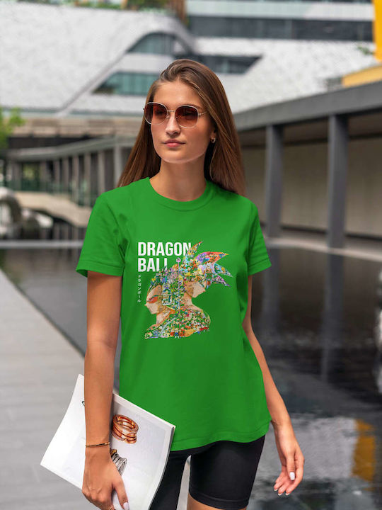 Collage Artwork T-shirt Dragon Ball Green Cotton