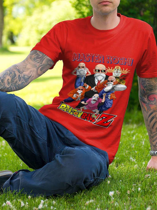 Master Tricou Dragon Ball Roșu Bumbac