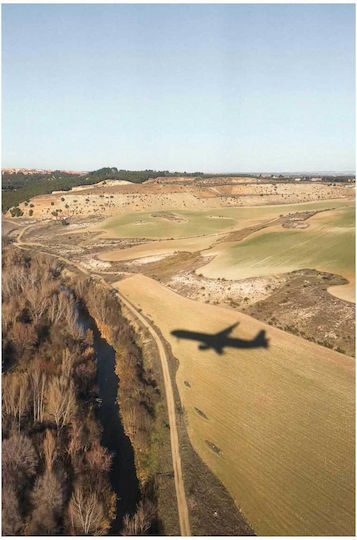 Airplane Shadow Over Landscape Painting 115x170