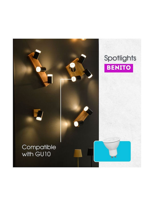 Vivalux Benito Triple Spot with Socket GU10 in Black Color