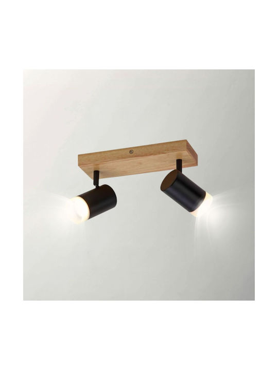 Vivalux Benito Double Spot with Socket GU10 in Black Color