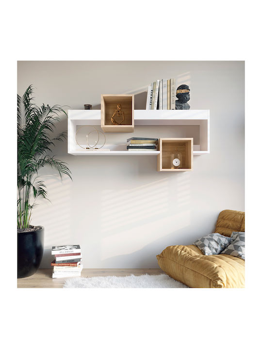 Shelf Wall Shellie Λευκή-oak 120x28x65cm