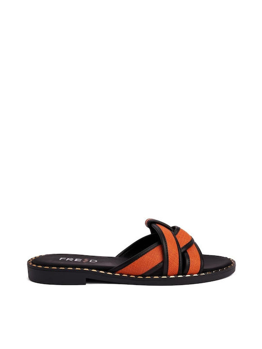 Keep Fred Leather Women's Flat Sandals in Orange Color