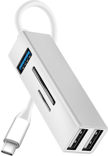5-in-1 Usb-c Hub 3x Usb Ports Sd Microsd Card Reader Silver