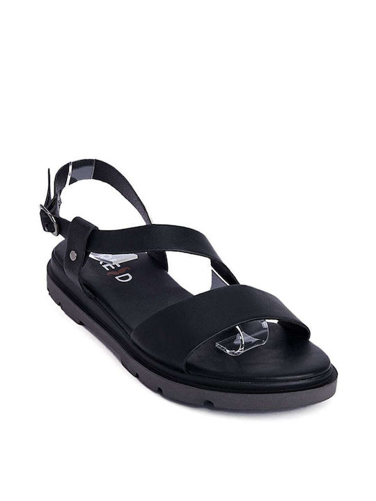 Keep Fred Leather Women's Flat Sandals in Black Color