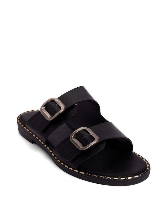 Keep Fred Leather Women's Flat Sandals in Black Color